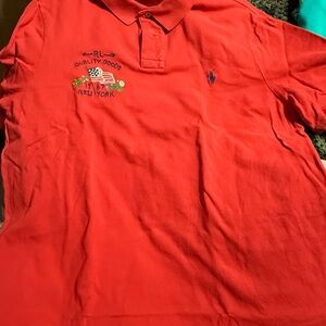 Red Polo Shirt with Embroidered Logo